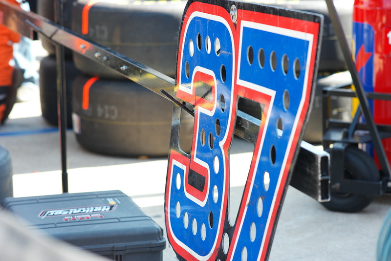The No. 37 pit stall, where Fambrough works.